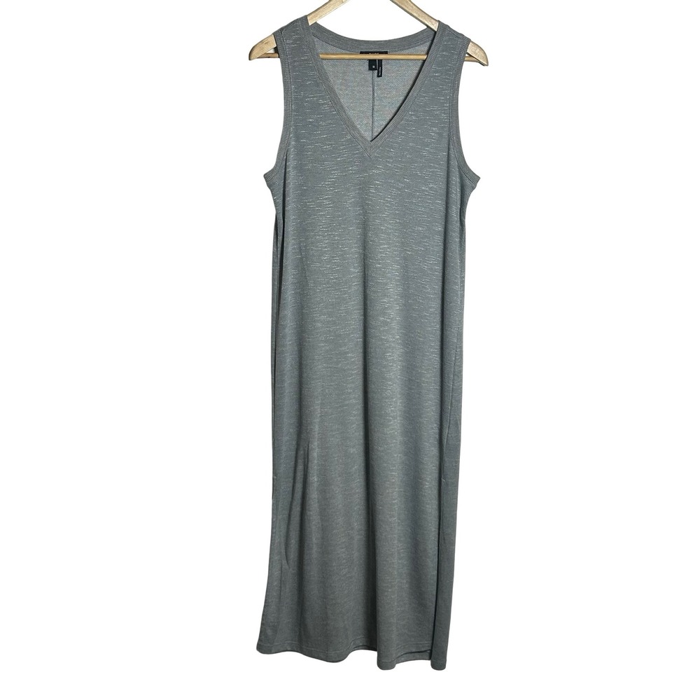 PAIGE Grey Knit V Neck Sleeveless Maxi Dress Travel Comfort Women Size M